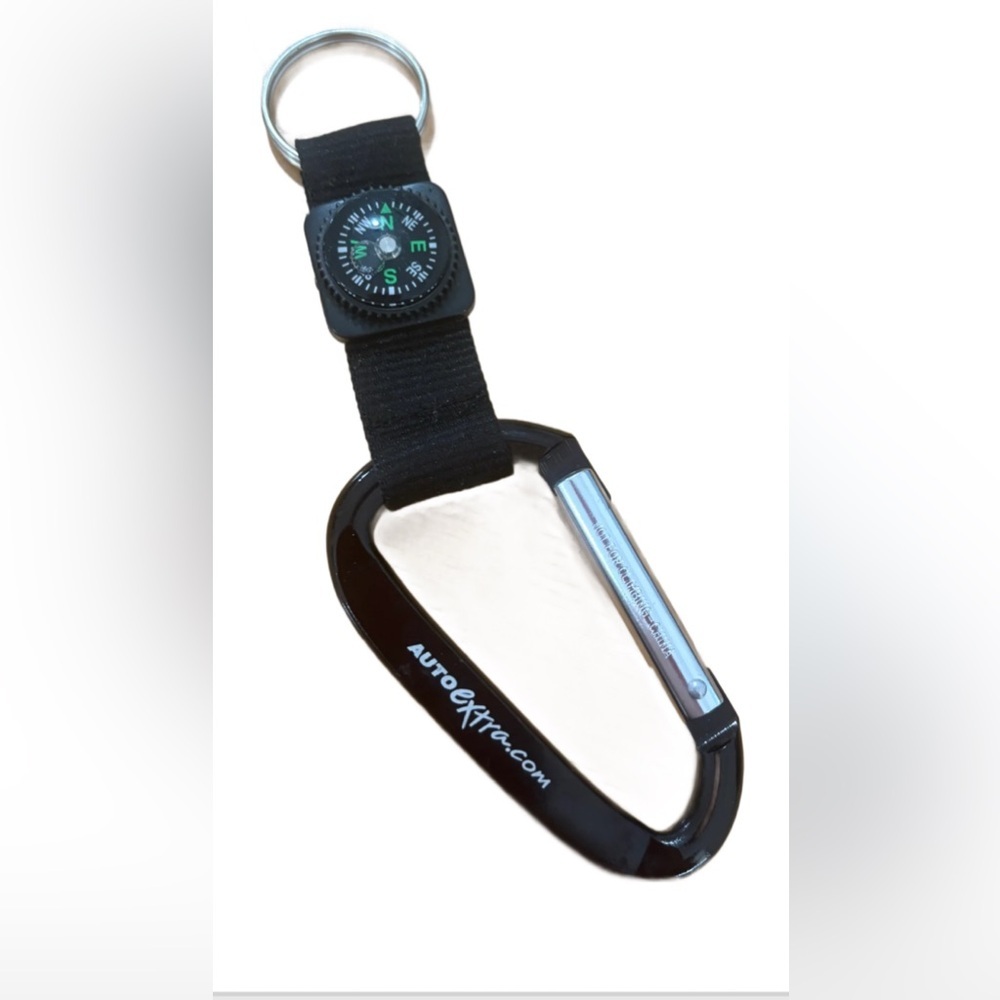 Black Carabiner with Compass